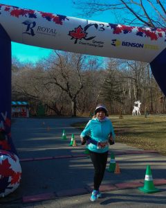 Runner crossing the finish line.