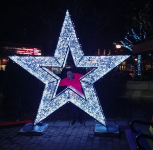 Runner poses in a star.